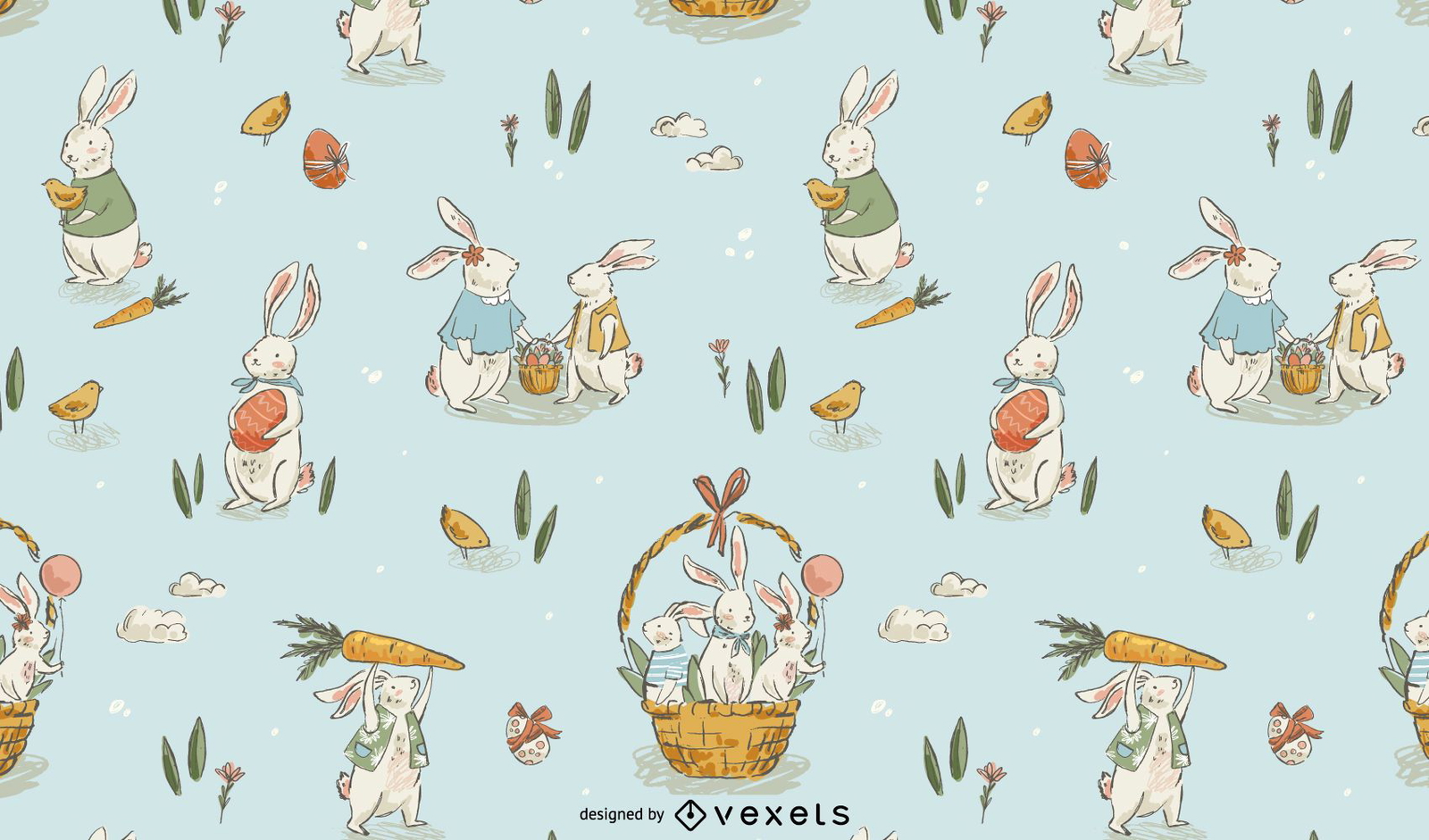 Easter hand drawn pattern design