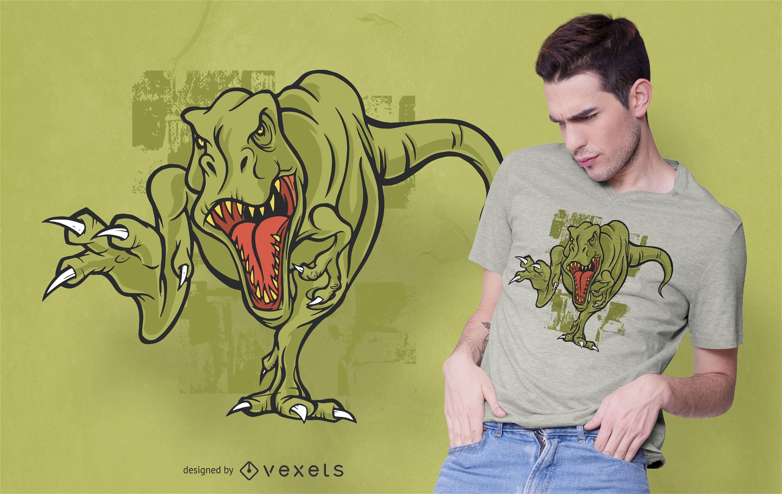Diseño de camiseta enojado t-rex