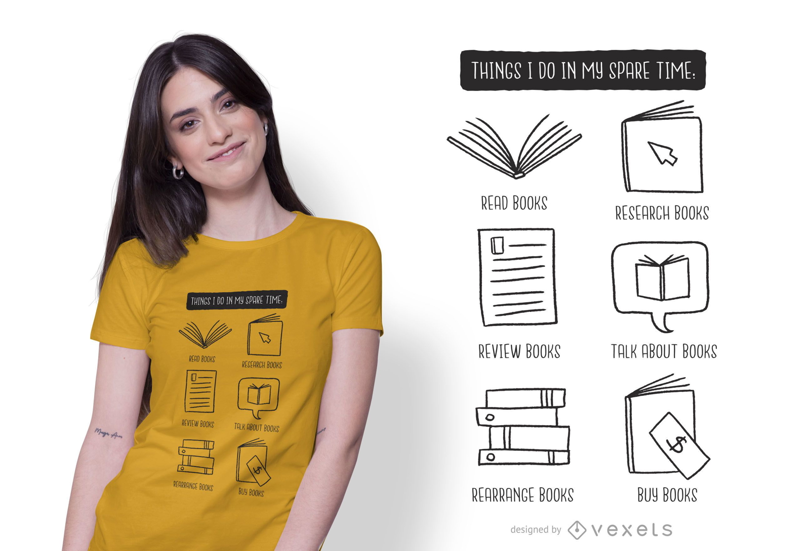 Bücher Liebhaber T-Shirt Design