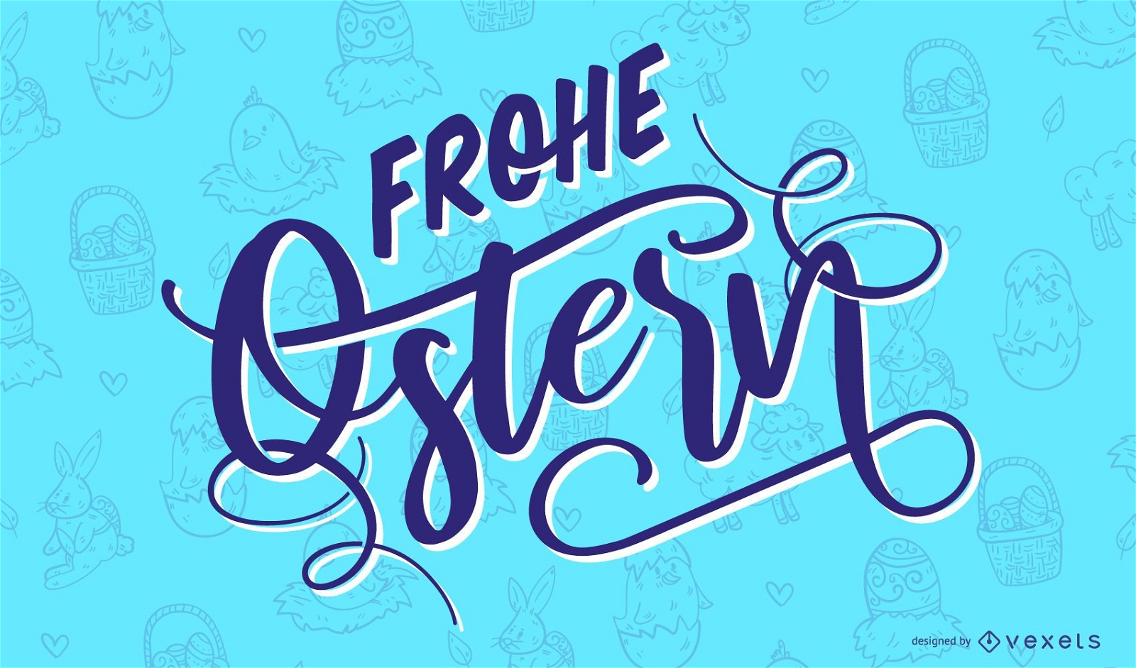 Feliz Pascua diseño de letras alemanas