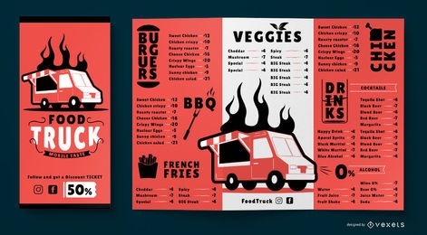 Food truck menu brochure template