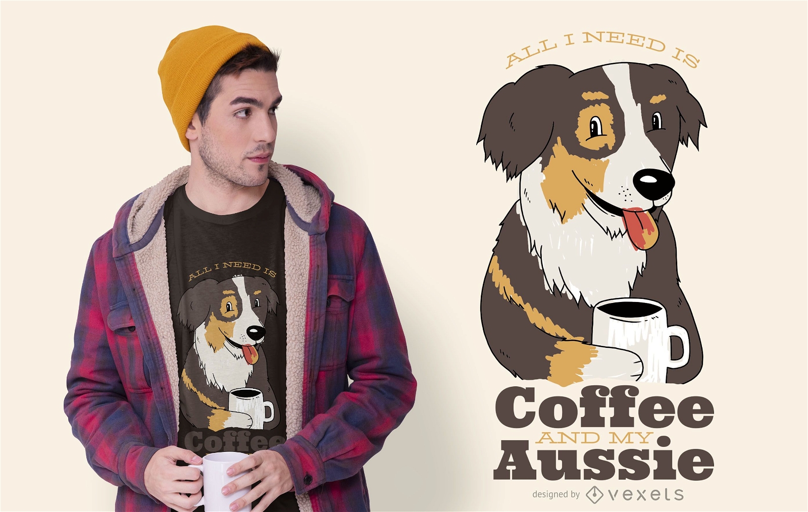 Aussie Dog Coffee Quote T-Shirt Design