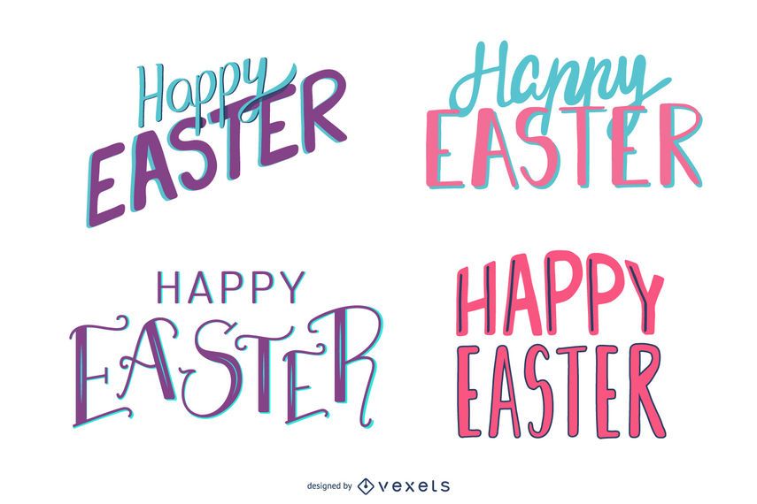 Happy easter colorful lettering set Happy easter colorful lettering set