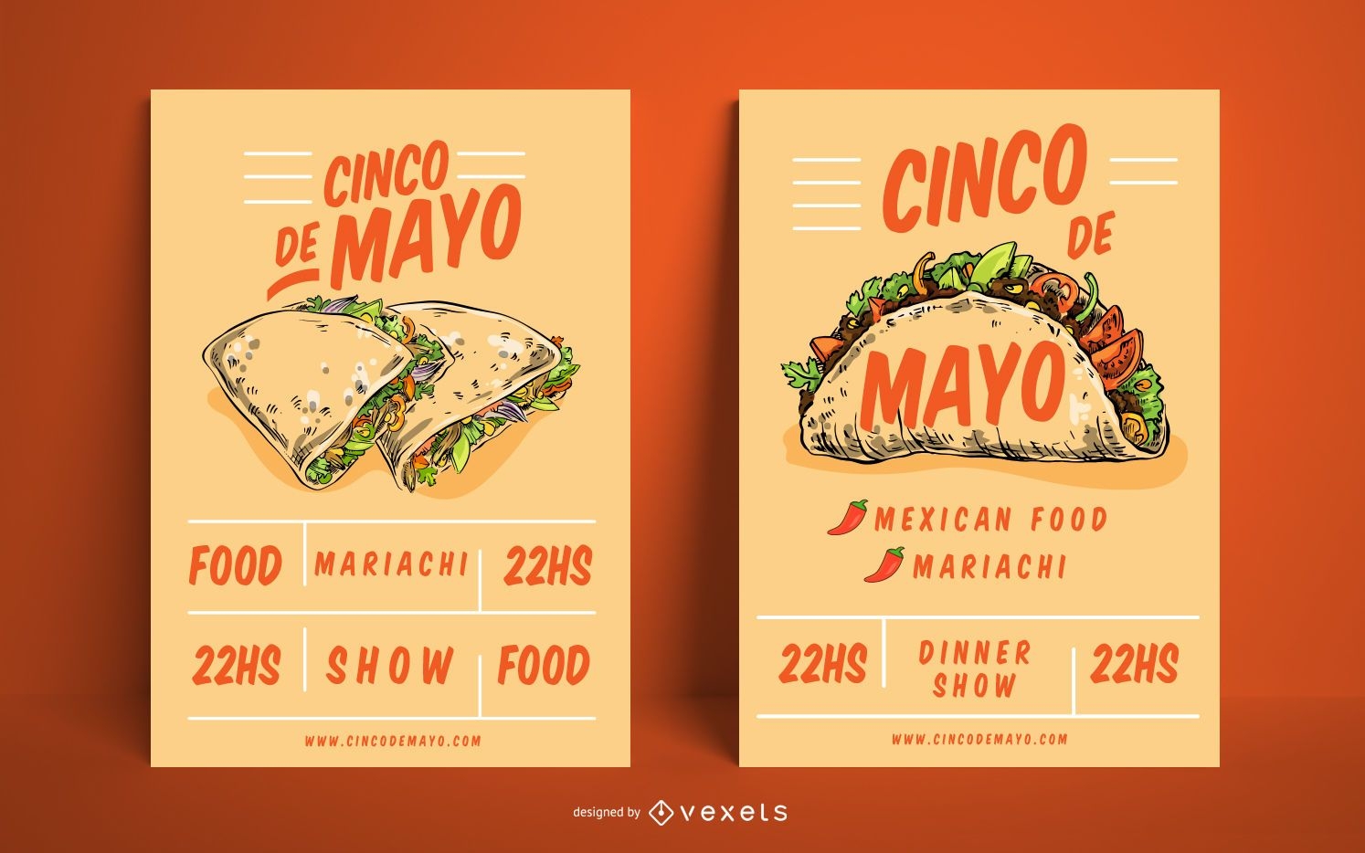 Conjunto de carteles de comida mexicana del Cinco de Mayo