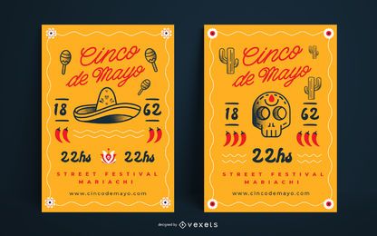 Conjunto de pôsteres de Cinco de Mayo