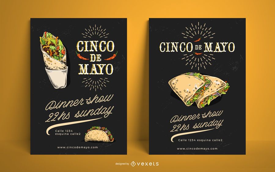 Plantilla de póster de comida cinco de mayo Plantilla de póster de comida cinco de mayo