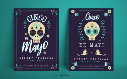 Modelo de pôster de caveira de Cinco de Mayo