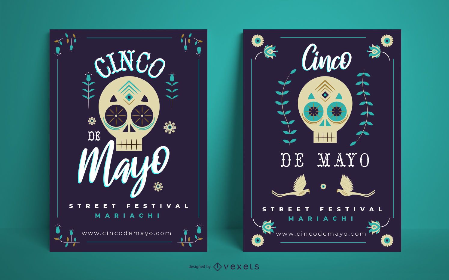 Cinco de mayo skull poster template