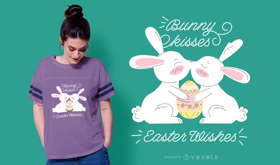 Cute Bunny Kiss Easter T-shirt Design Cute Bunny Kiss Easter T-shirt Design