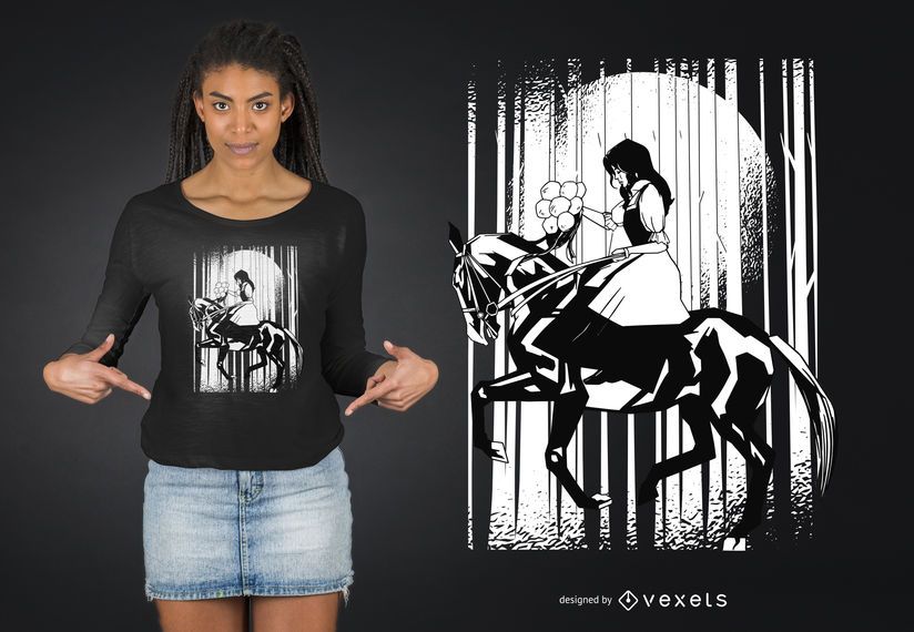 Horse-riding Woman T-shirt Design Horse-riding Woman T-shirt Design