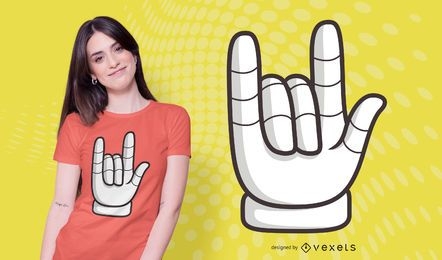 Diseño de camiseta rock hand