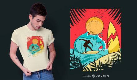 Diseño de camiseta de surfista de playa Diseño de camiseta de surfista de playa