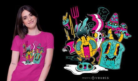 Psychedelic breakfast t-shirt design Psychedelic breakfast t-shirt design