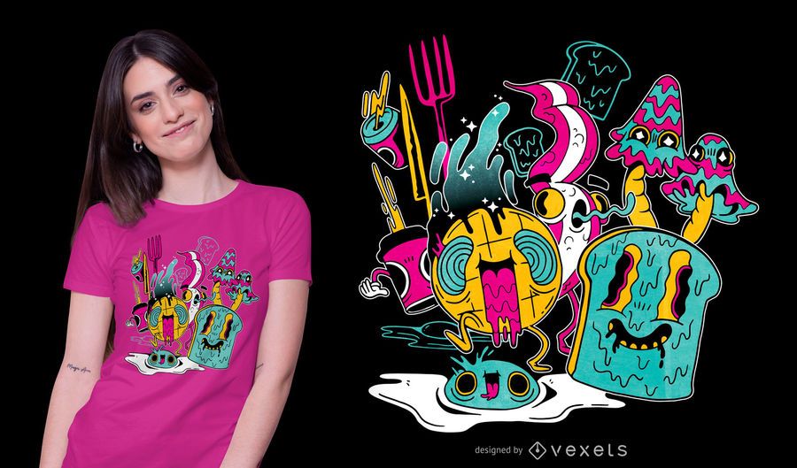 Psychedelic breakfast t-shirt design Psychedelic breakfast t-shirt design
