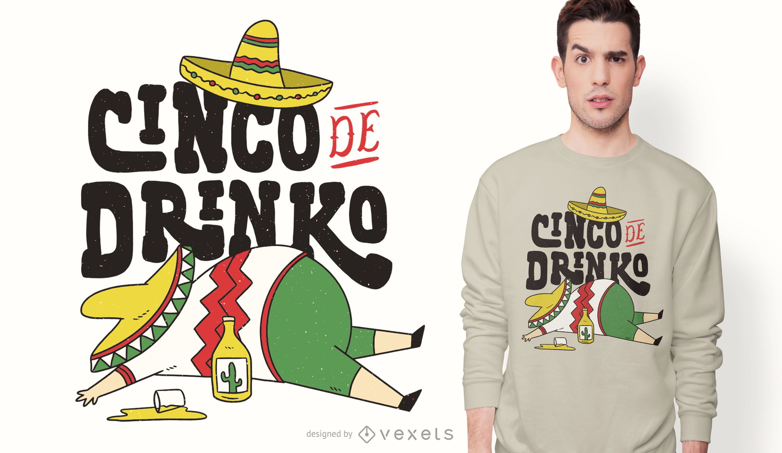 Diseño de camiseta divertida cinco de mayo.