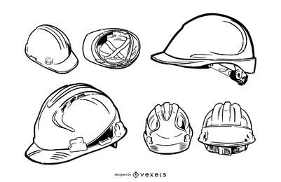 Construction Hard Hat Stroke Illustration Pack Construction Hard Hat Stroke Illustration Pack