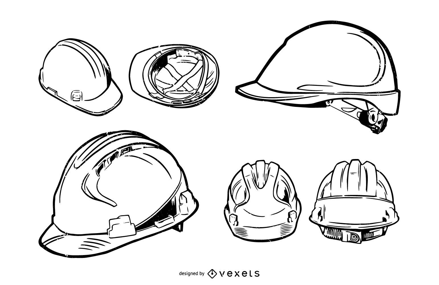 Pacote de ilustração de curso de capacete de construção