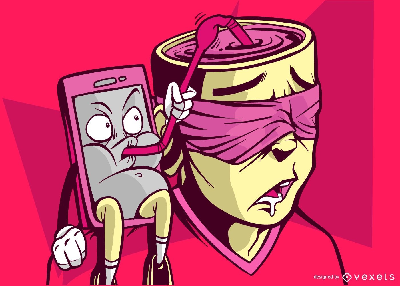 Phone Sucking Brain Illustration 