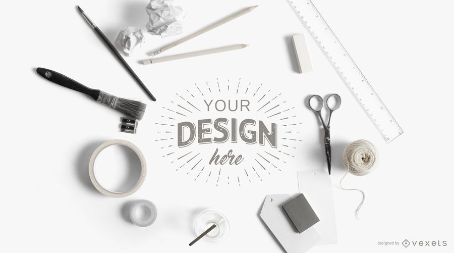 Crafting Elements Composition Mockup Crafting Elements Composition Mockup