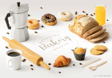 Bakery Isometric Elements Mockup Composition Bakery Isometric Elements Mockup Composition