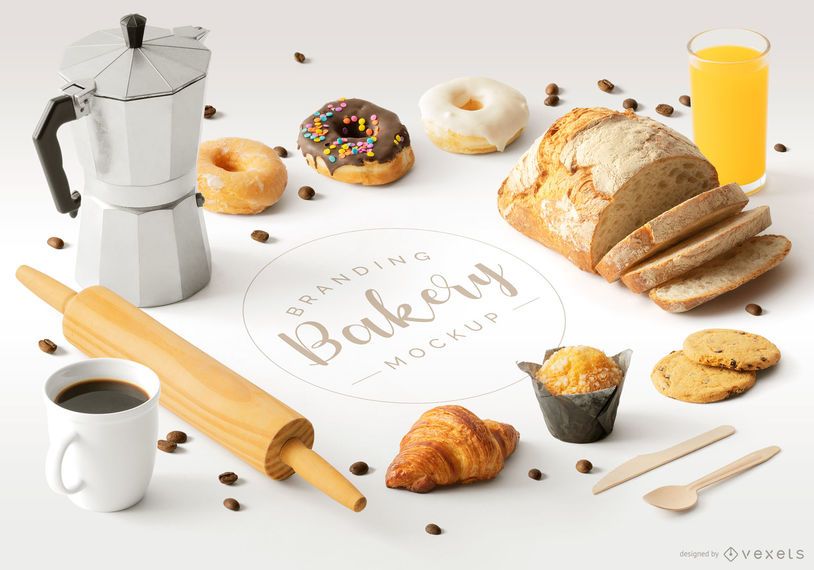 Bakery Isometric Elements Mockup Composition Bakery Isometric Elements Mockup Composition