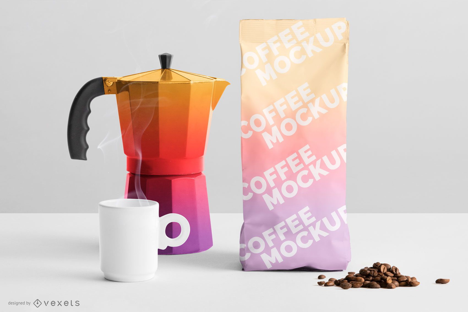 Modelo de embalagem de café gradiente