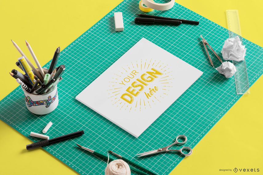 Paper Crafting Mockup Composition Paper Crafting Mockup Composition