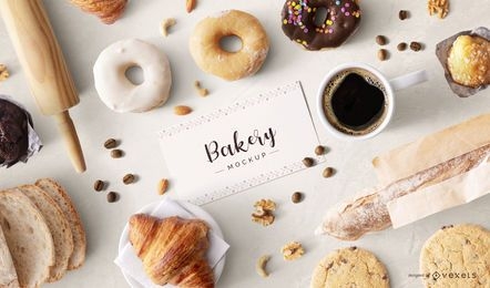 Bakery Business Card Composition Mockup