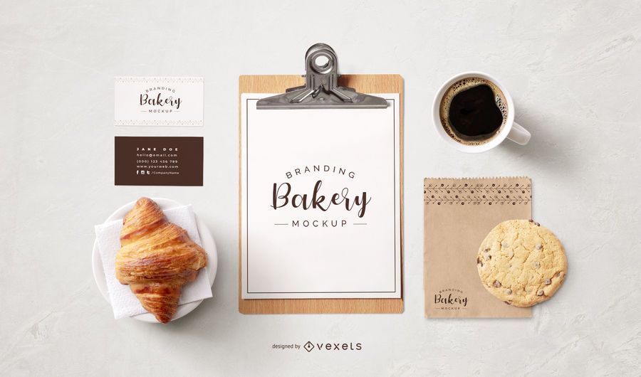 Bakery Business Elements Mockup Composition Bakery Business Elements Mockup Composition