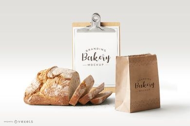 Maqueta de elementos comerciales de pan de panadería