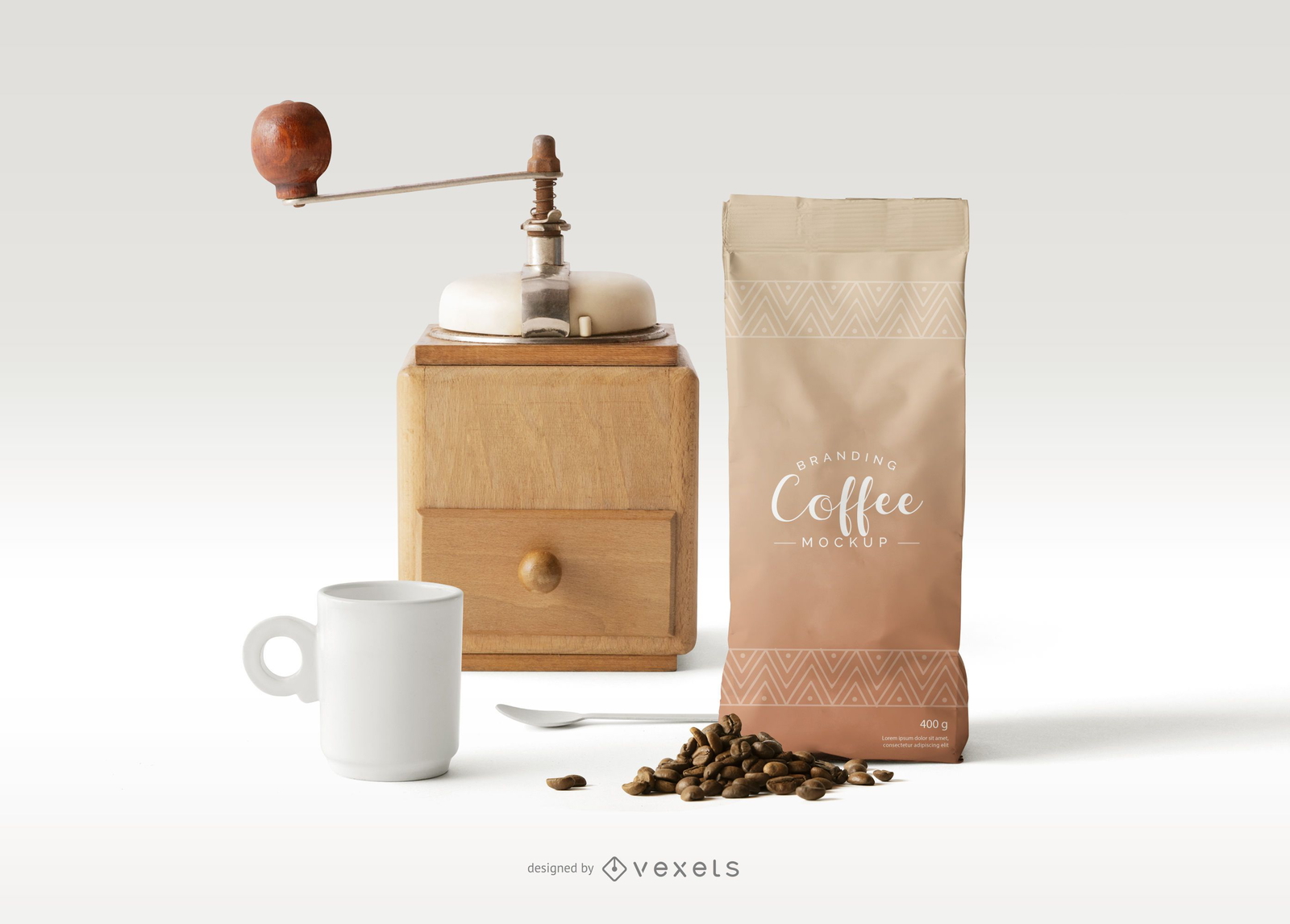 Coffee Packaging Object Composition Mockup