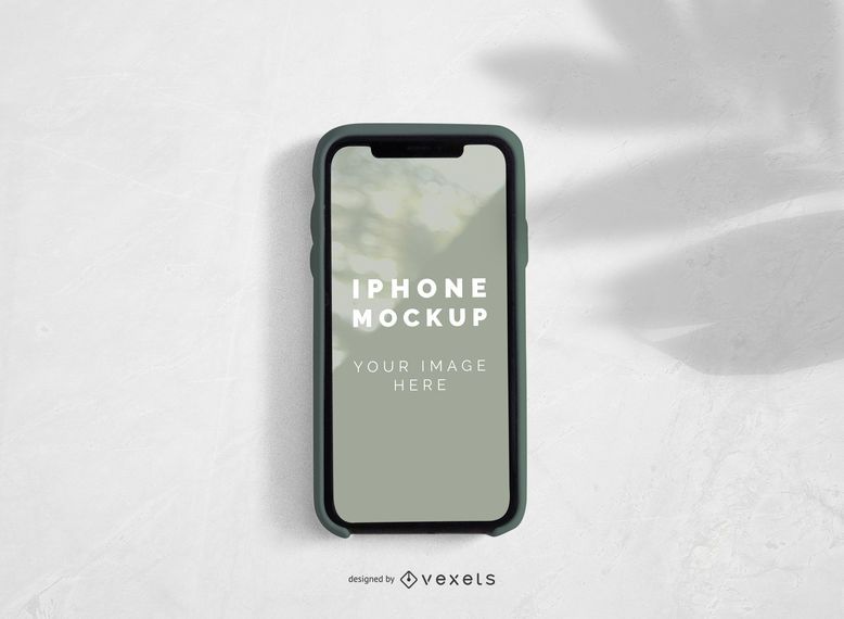 iPhone Bildschirm mit Palm Shadow Mockup Design - PSD download