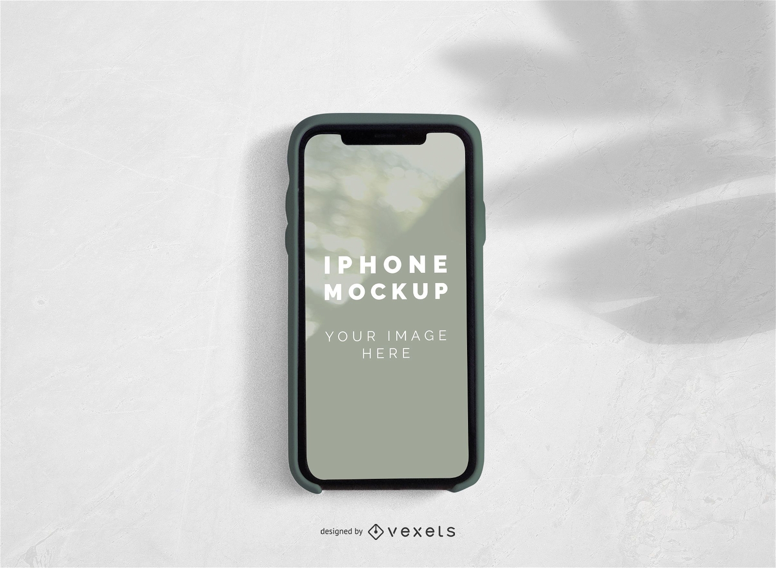 iPhone Screen With Palm Shadow Mockup Design