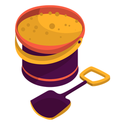 Cubo lleno de arena Diseño PNG