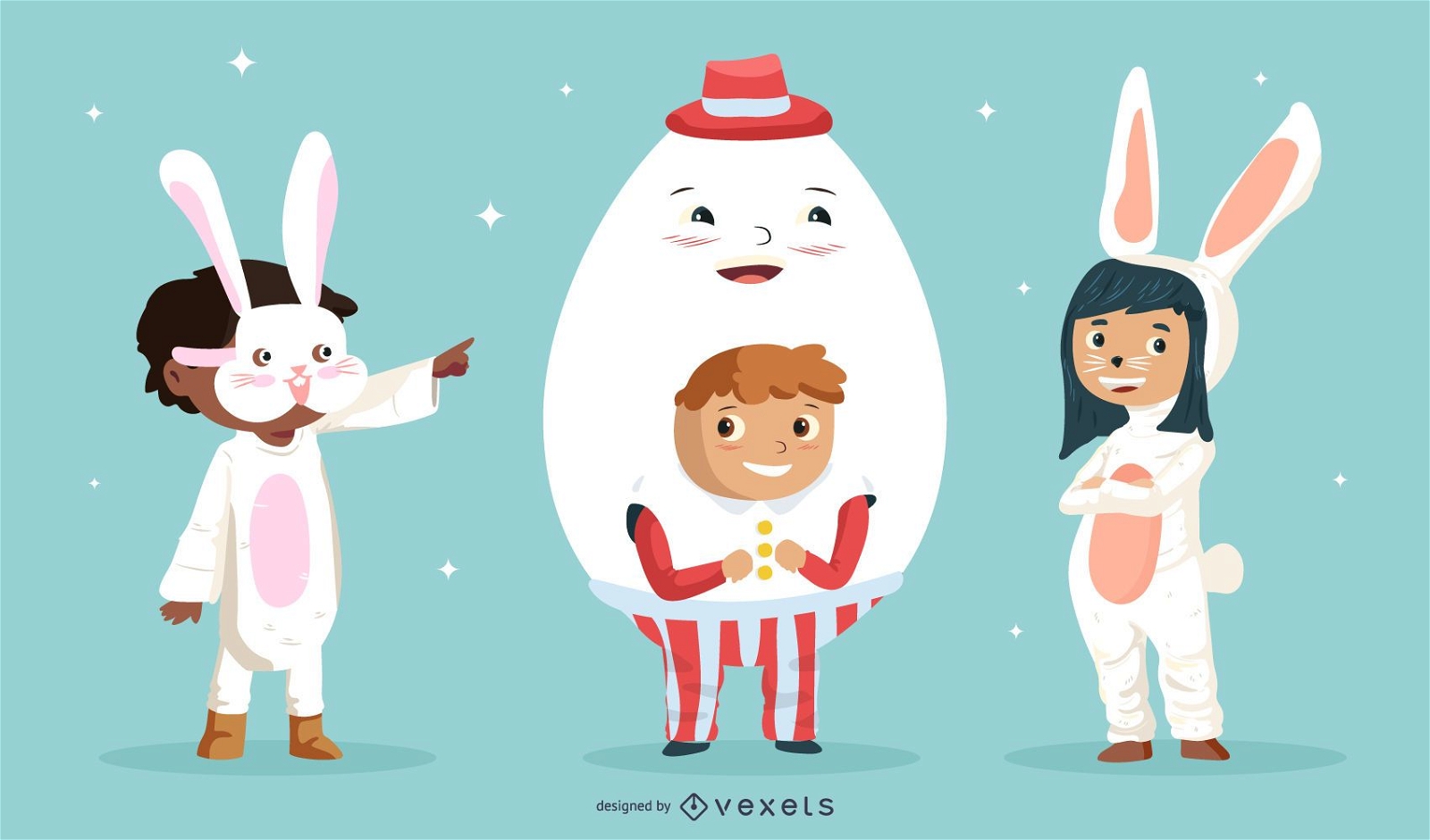 Paquete de personajes para niños del día de Pascua