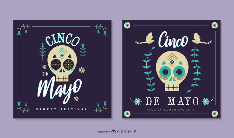 Paquete de pancartas de calavera del Cinco de Mayo Paquete de pancartas de calavera del Cinco de Mayo