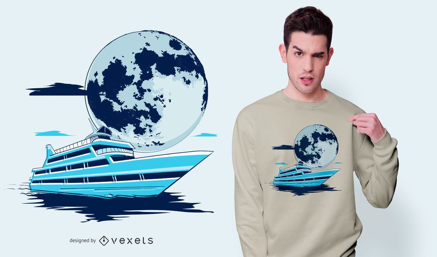 Design de t-shirt de lua de iate Design de t-shirt de lua de iate