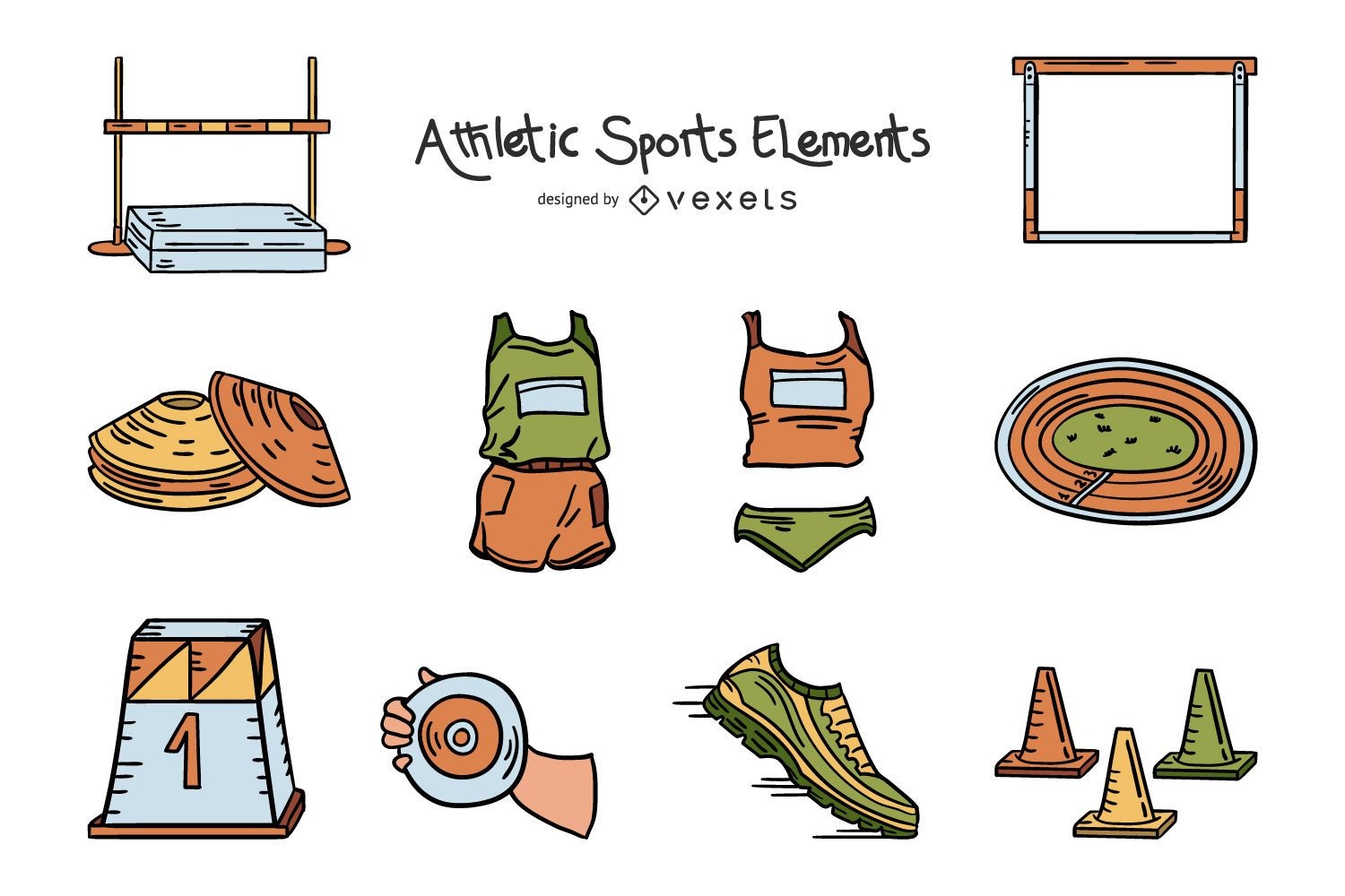 Paquete de ilustración de elementos atléticos