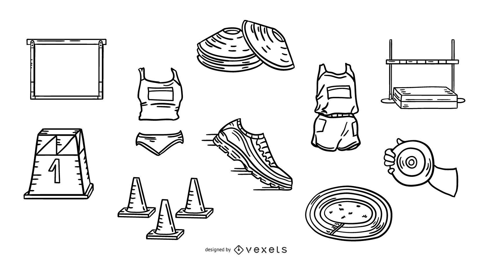 Paquete de ilustración de trazo de elementos de atletismo