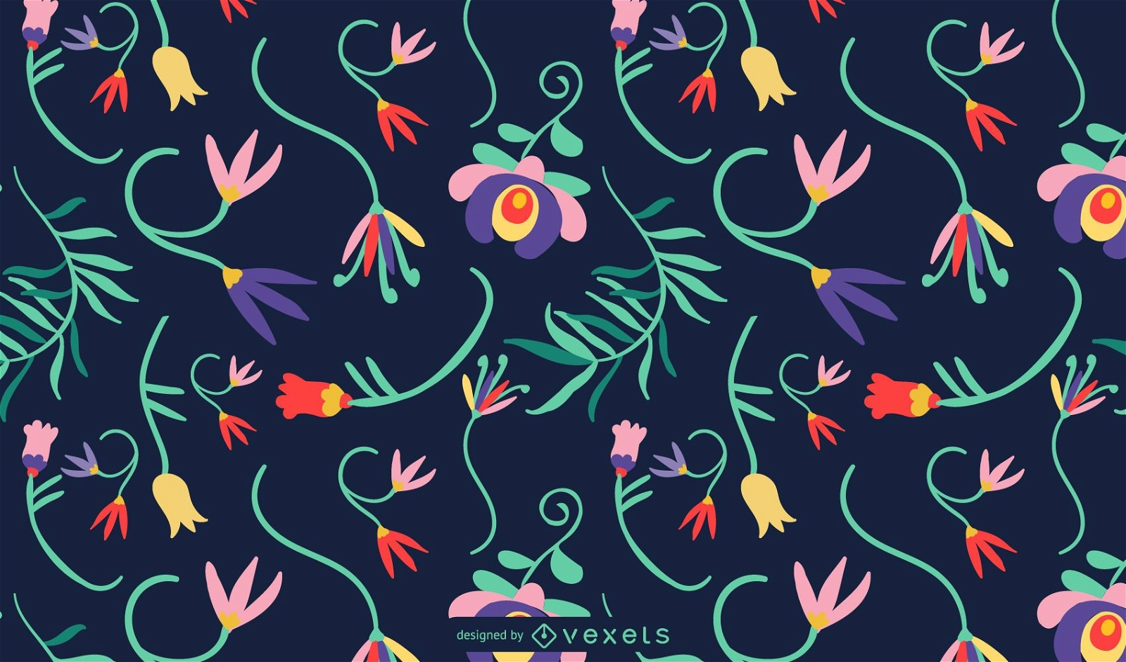 Mexican flowers pattern design