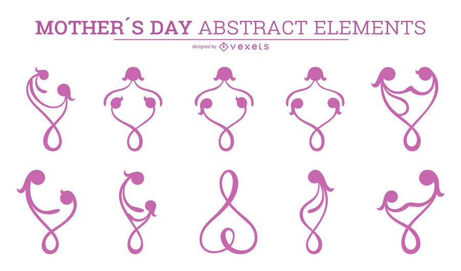 Paquete de elementos abstractos del día de la madre Paquete de elementos abstractos del día de la madre