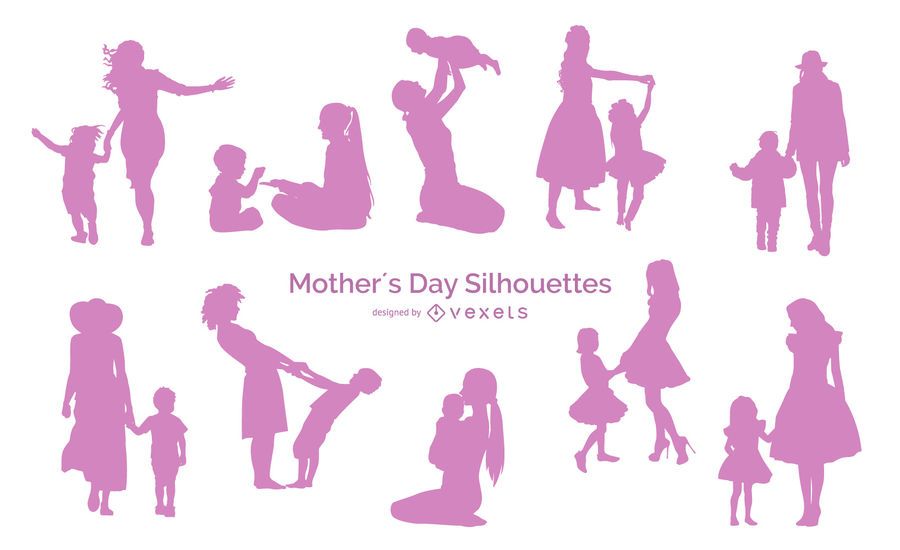 Paquete de silueta de personas del día de la madre Paquete de silueta de personas del día de la madre