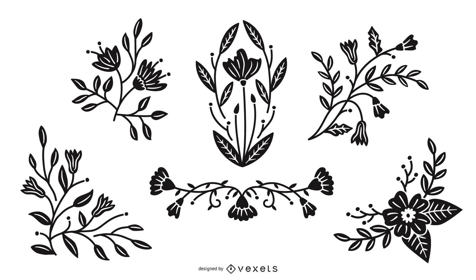 Spring Flowers Silhouette Illustration Pack