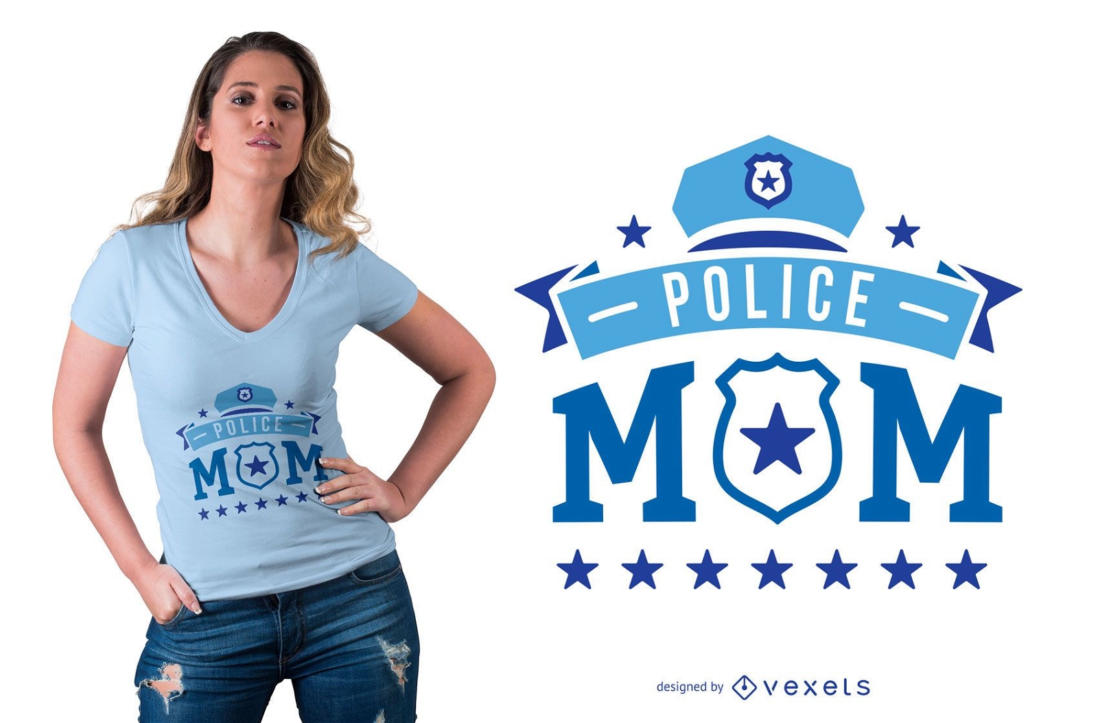 Polizei Mutter Zitat T-Shirt Design