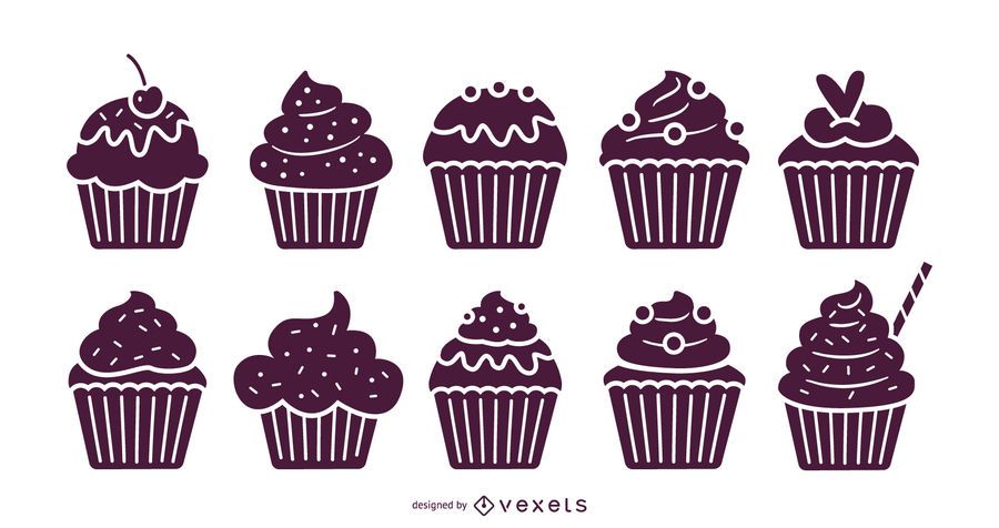 Cupcakes illustration set Cupcakes illustration set