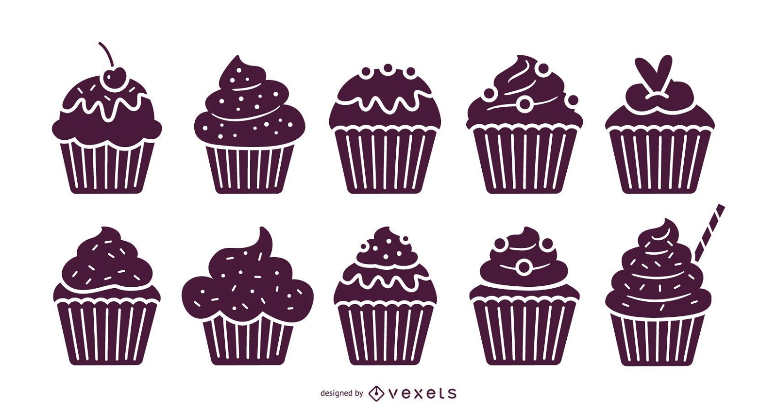 Cupcakes Illustrationssatz