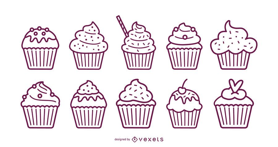 Cupcakes stroke set Cupcakes stroke set