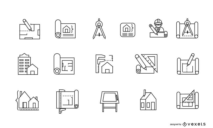 Conjunto de iconos de arquitectura Conjunto de iconos de arquitectura