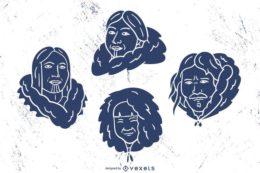 Hand gezeichnete Eskimo Silhouette Pack Hand gezeichnete Eskimo Silhouette Pack