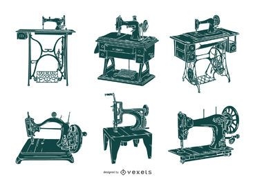 Conjunto de máquinas de costura antigas